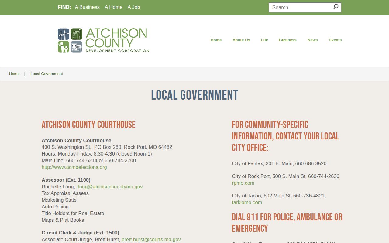 Atchison County booking record contact directory