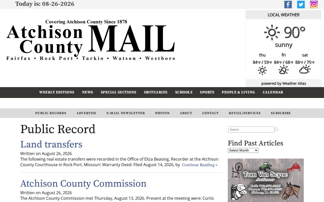 Atchison County recent booking report public record index