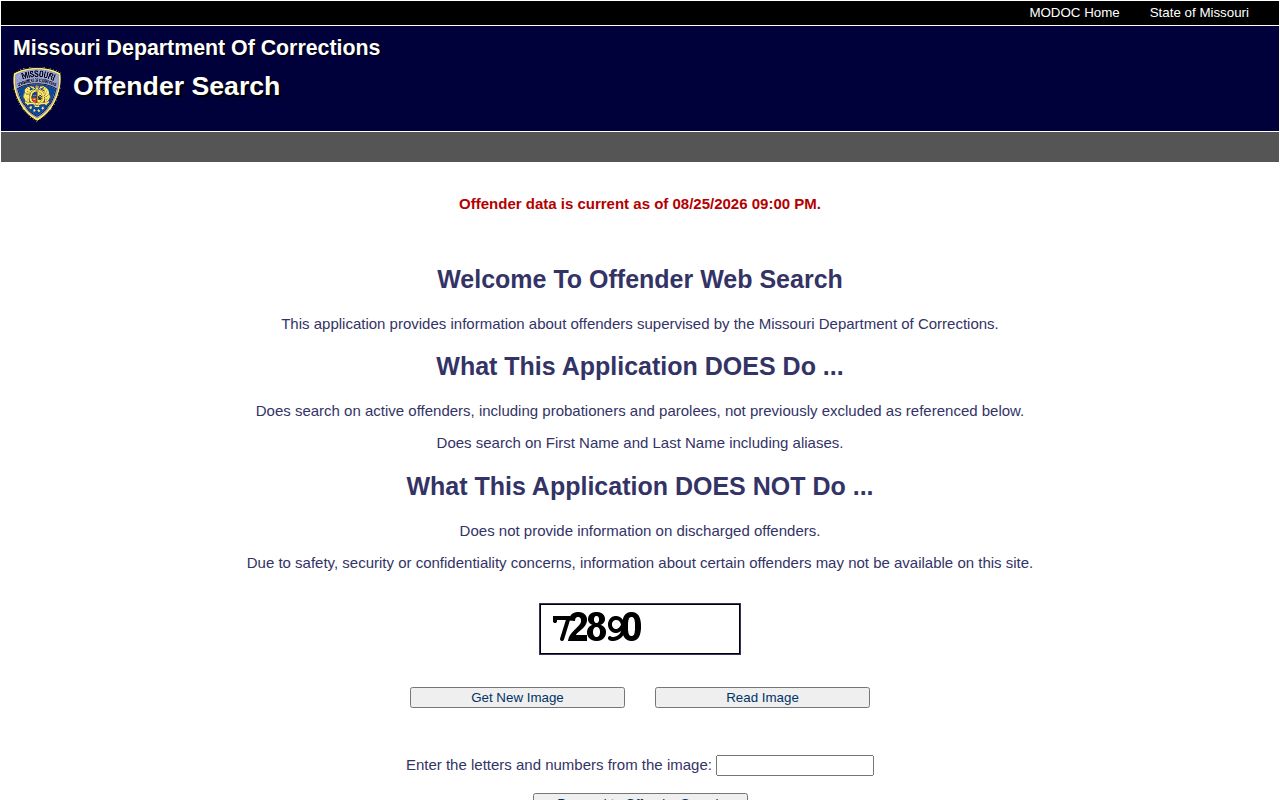 Atchison County state custody MODOC offender record search