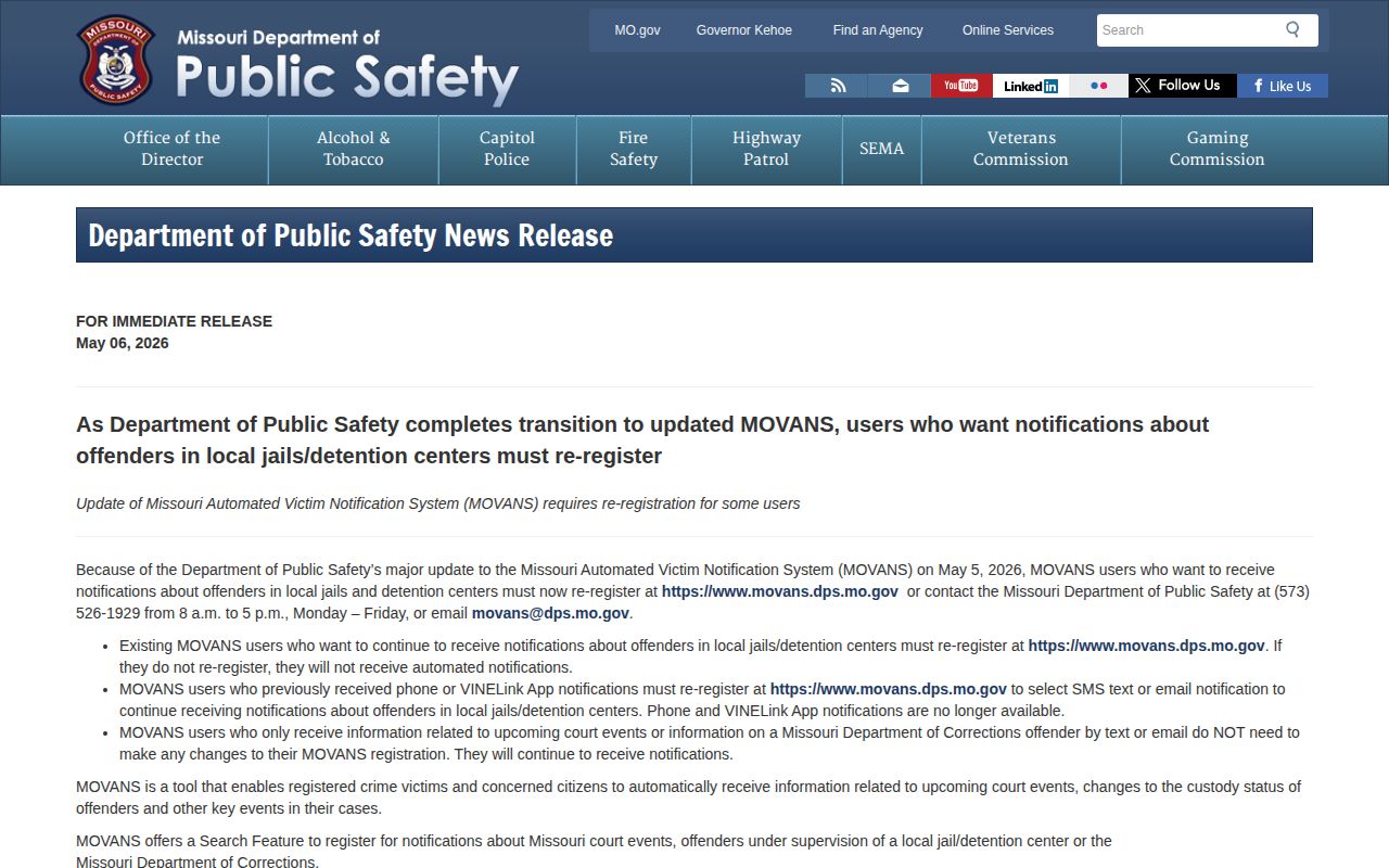 Atchison County custody notification MOVANS registration information